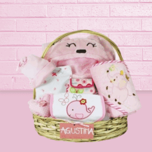 canasta de bebe color rosa